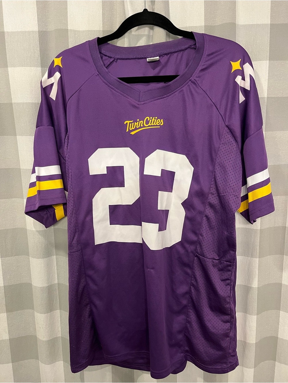 Twin cities MN Twins and Vikings cross Jersey/Vibrant Purple Crewneck Jersey Top